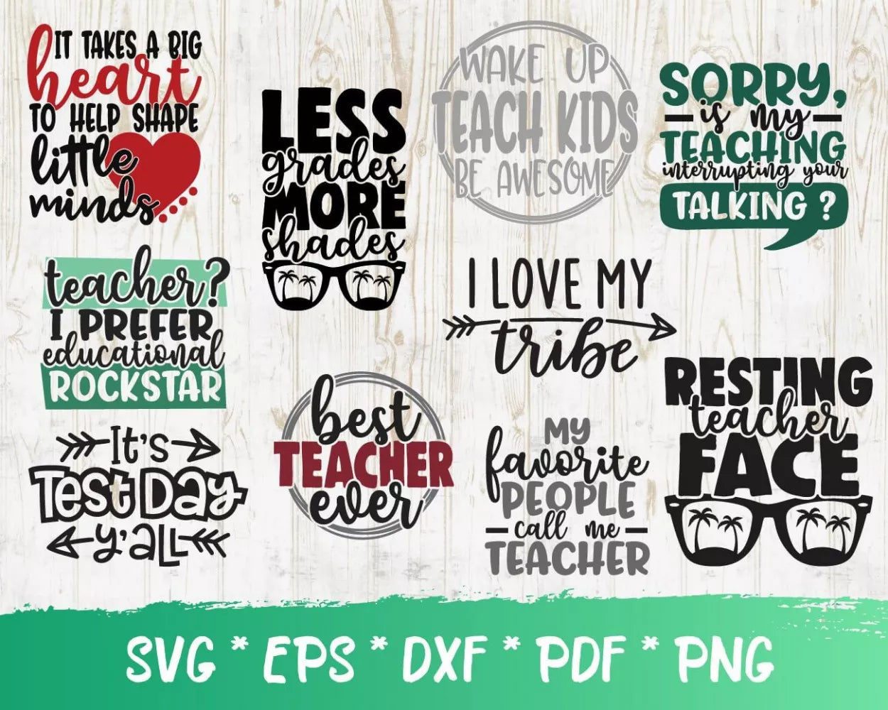 Teacher Clipart Bundle, PNG & SVG Cut Files for Cricut & Silhouette