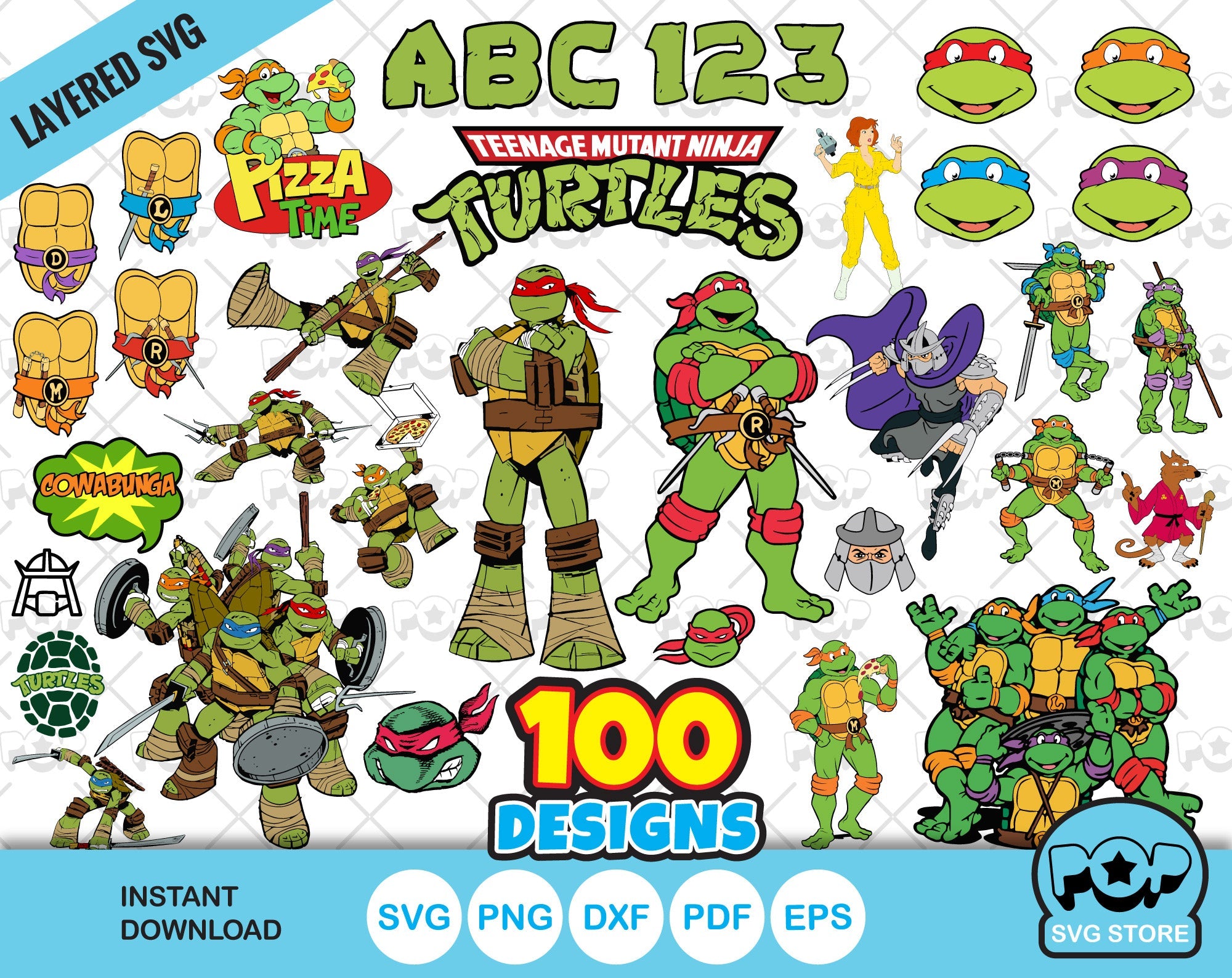 Ninja Turtles clipart + alphabet, Teenage Mutant Ninja Turtles SVG cut
