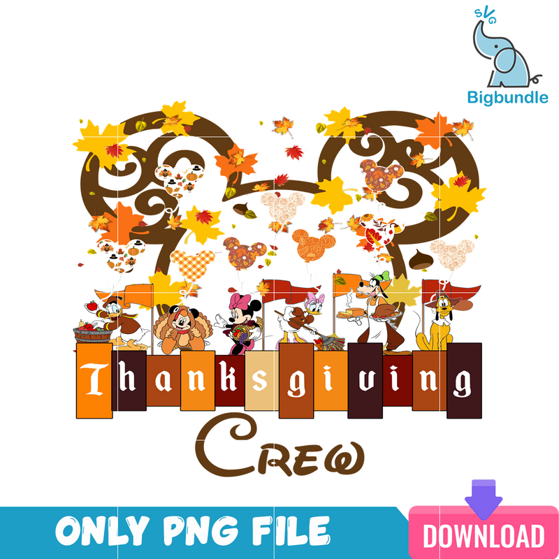 Mickey Mouse Thanksgiving Crew PNG, Thanksgiving Holiday PNG