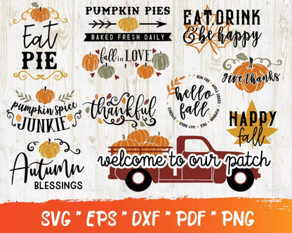 Thanksgiving Clipart Bundle, Thanksgiving Svg for Cricut, Thanksgiving Silhouette Vector Cut Files