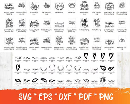 Thanksgiving Clipart Bundle, Thanksgiving Svg for Cricut, Thanksgiving Silhouette Vector Cut Files