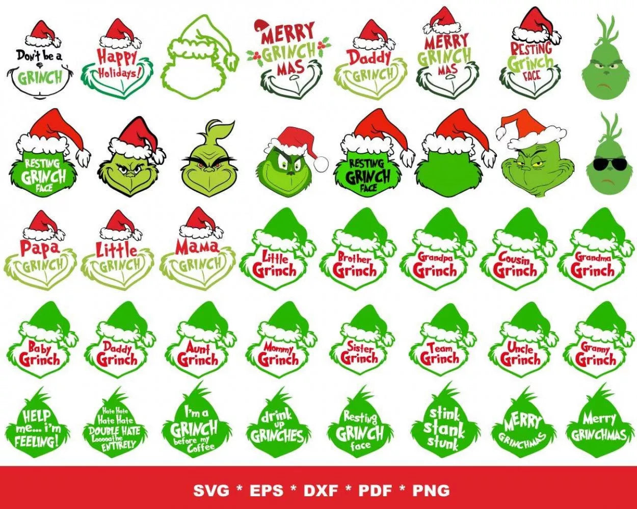 The Grinch Clipart Bundle, PNG & SVG Cut Files for Cricut & Silhouette