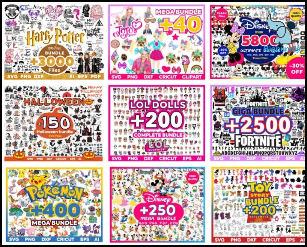 Ultimate Giga Bundle svg, Mega bundle svg, 50.000 unique designs almost everything included