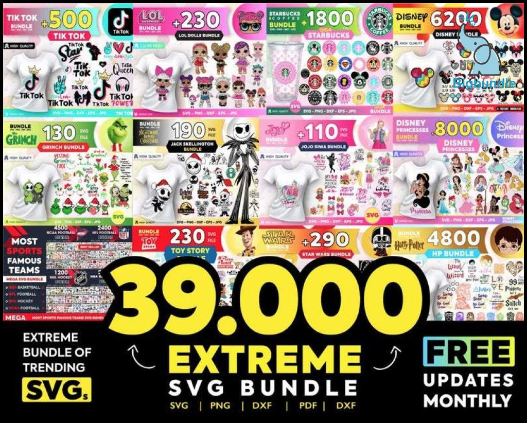 The Ultimate Giga Bundle svg, Mega bundle svg, 39000 unique designs almost everything included