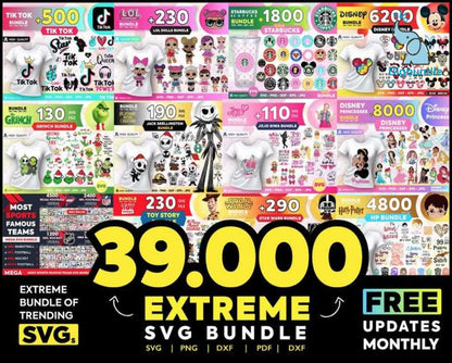 The Ultimate Giga Bundle svg, Mega bundle svg, 39000 unique designs almost everything included
