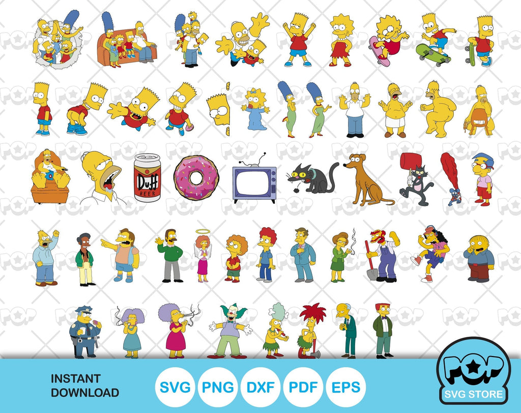 Vector Simson The Simpsons clipart bundle, The Simpsons SVG cutting files for Cricut