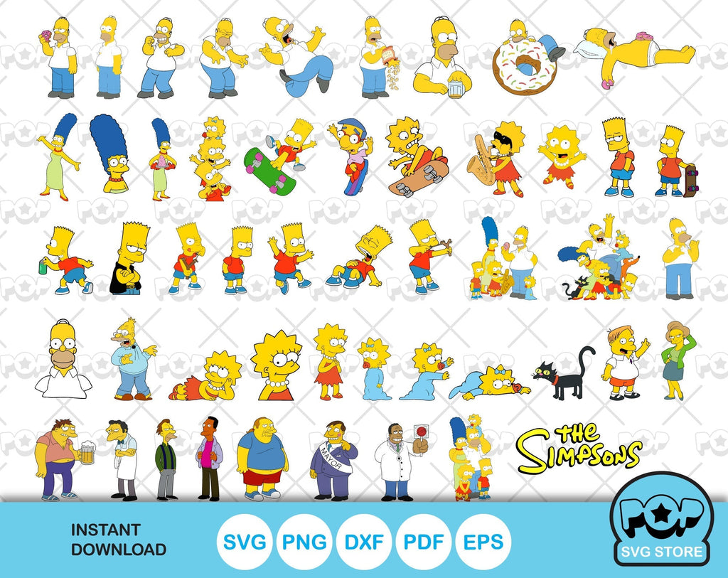 Simpsoms Vector The Simpsons clipart bundle, The Simpsons SVG cutting files for Cricut