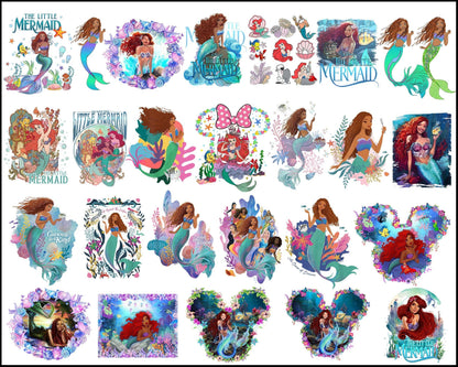 22+ Little Mermaid Png Bundle, Black little Mermaid png - Digital Download