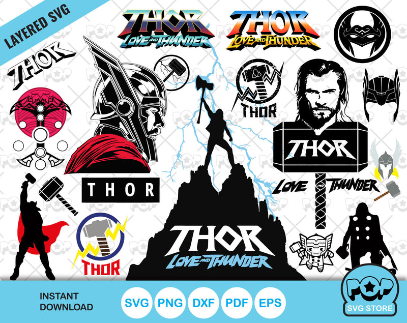 Thor Love and Thunder clipart set, SVG cut files for Cricut / Silhouette, Marvel SVG, Designs for sublimation