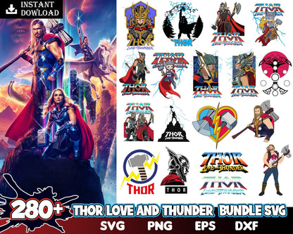Thor Love and Thunder clipart set, SVG cut files for Cricut / Silhouette, Marvel SVG, Designs for sublimation