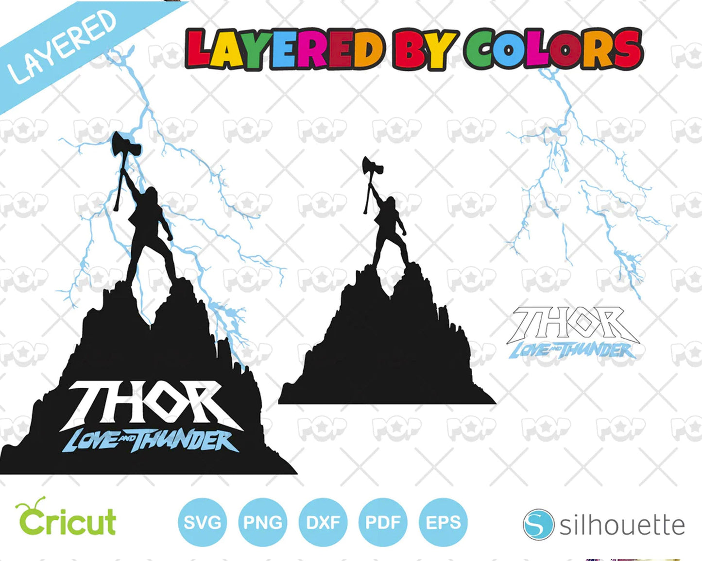 Thor Love and Thunder clipart set, SVG cut files for Cricut / Silhouette, Marvel SVG, Designs for sublimation