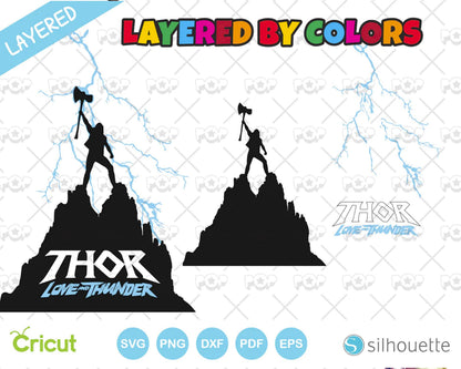 Thor Love and Thunder clipart set, SVG cut files for Cricut / Silhouette, Marvel SVG, Designs for sublimation