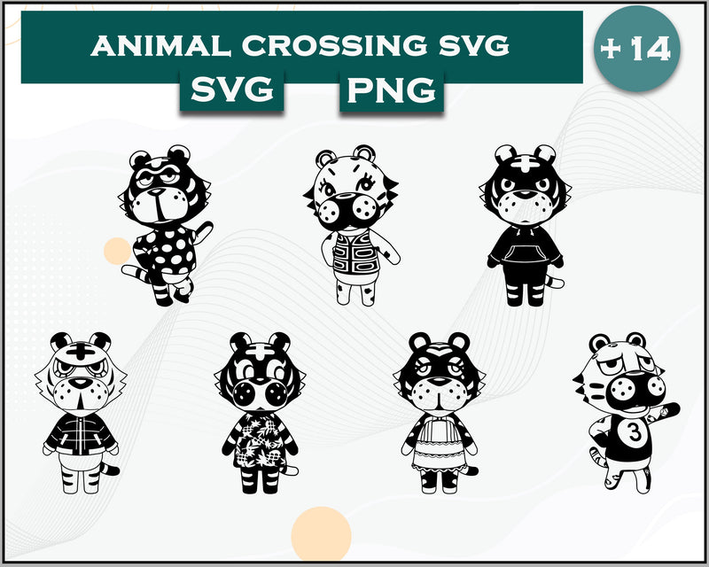 14+ Tiger Svg Bundle, Animal Crossing Svg Bundle, Animal Crossing Svg, Cartoon svg, png digital file