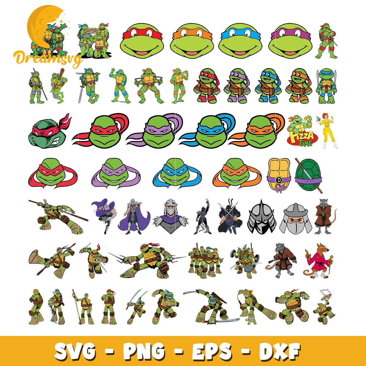 Teenage Mutant Ninja Turtles characters bundle svg, ninja turtles movie svg