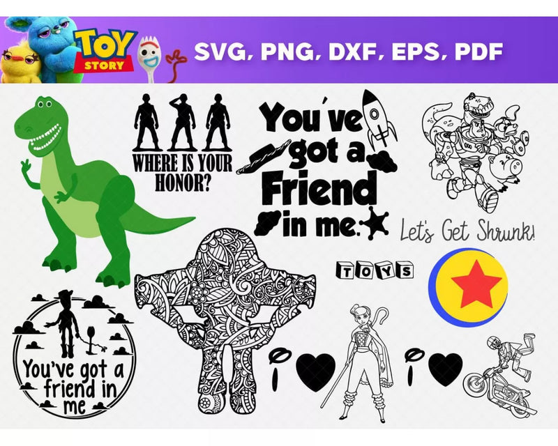 Toy Story Clipart Bundle, PNG & SVG Cut Files for Cricut & Silhouette