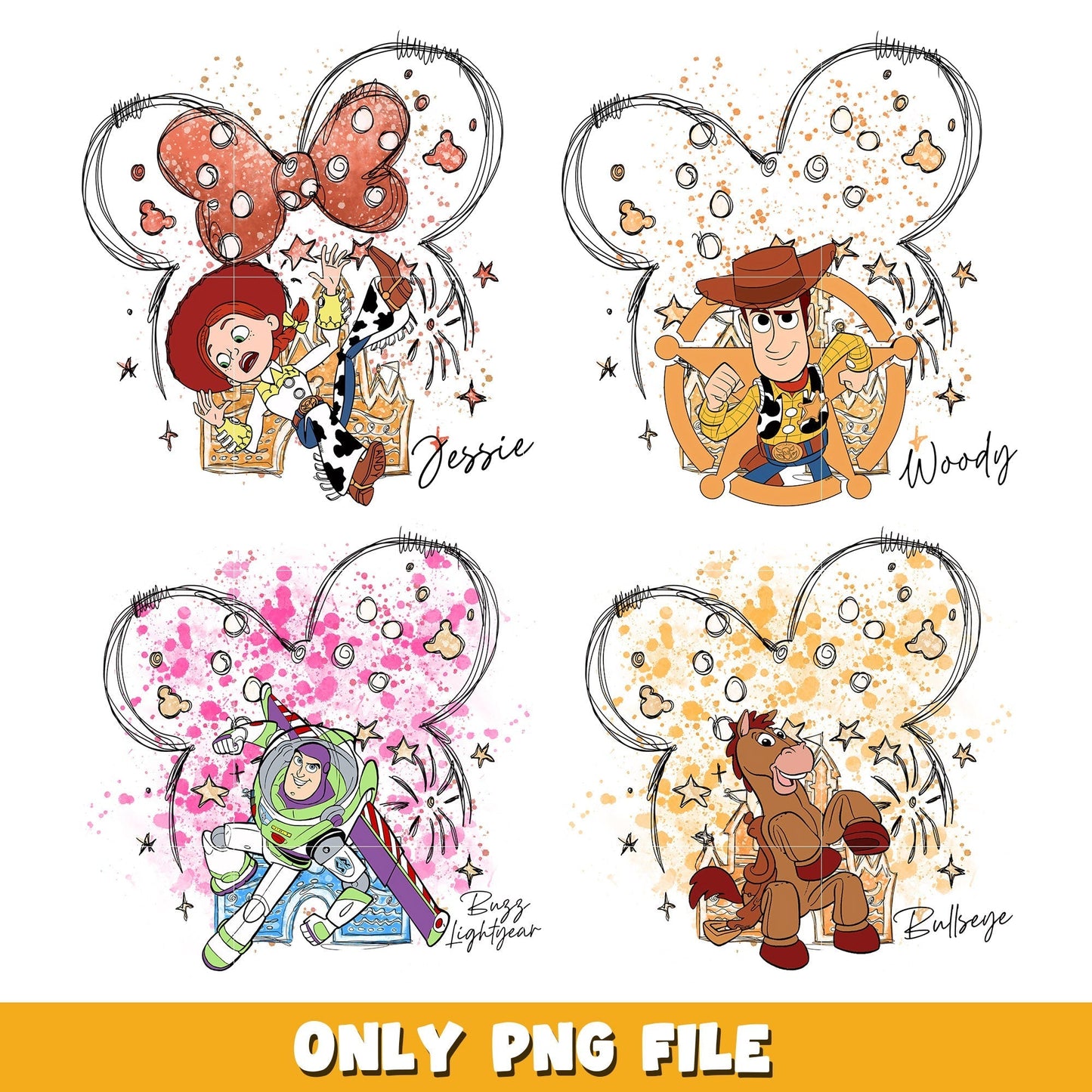 Mickey head toy story bundle png, toy story png, Disney cartoon png, Digital download