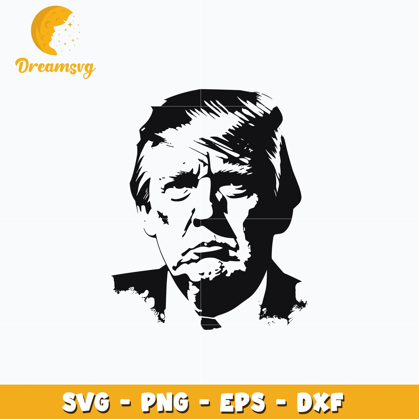 Donald trump face black white design svg, instant download