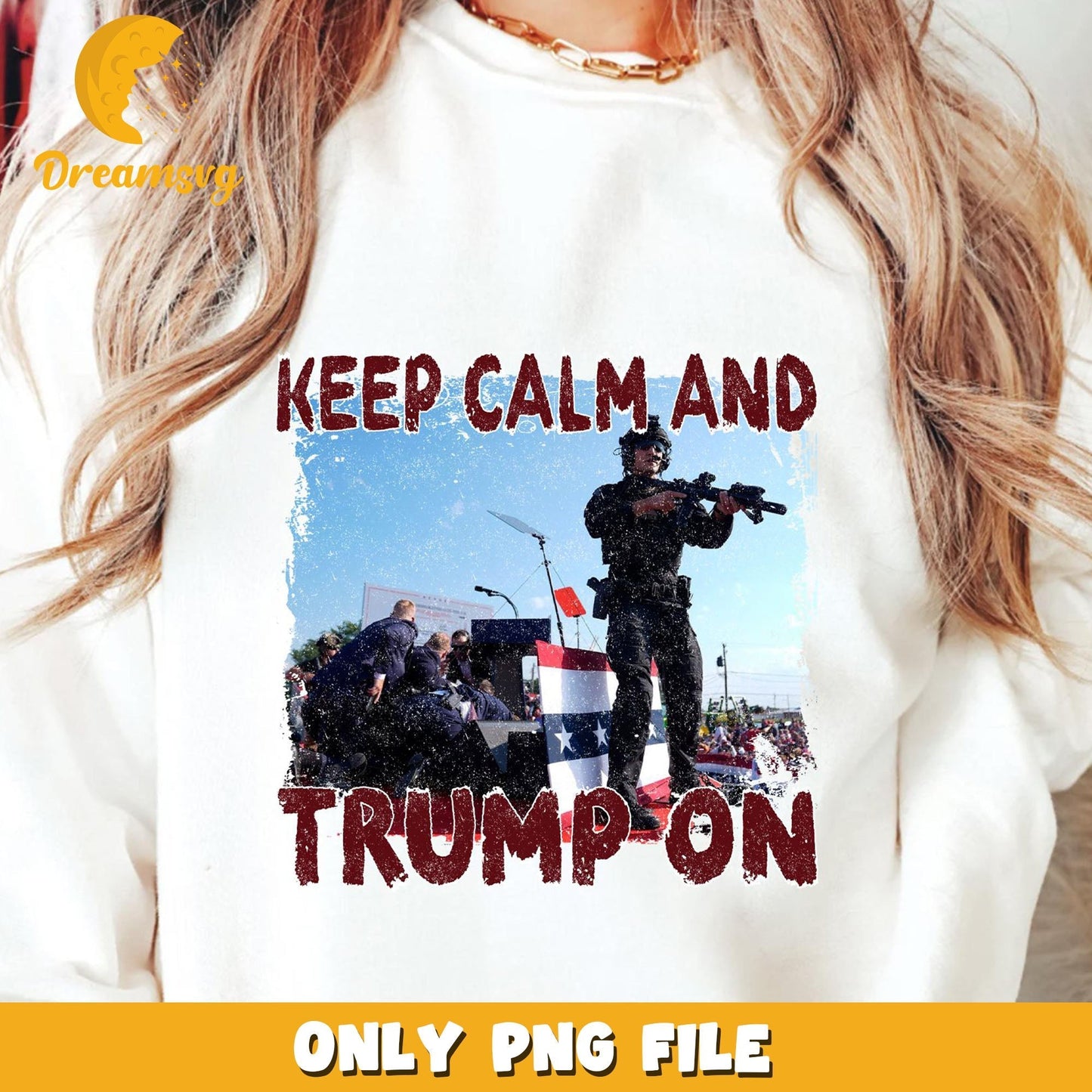 Keep calm and trump on png, Trump shot 2024 png