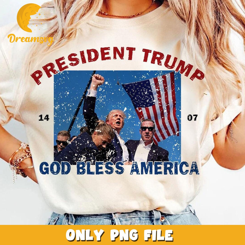 President trump god bless american png, Trump Shooting Png