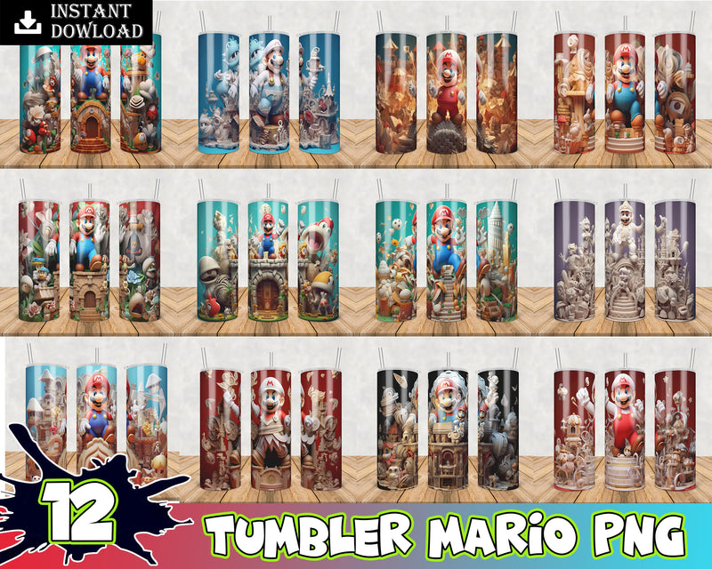 3D Mario Tumbler PNG - Digital Download