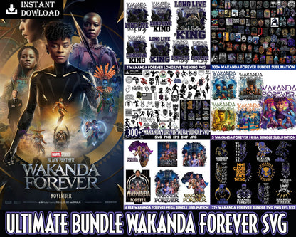 Ultimate Wakanda Forever bundle, Black Panther 2022 SVG PNG EPS DXF, Sublimation Designs, Avenger svg bundle, Marvel bundle svg, Digital download