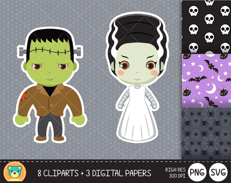 Universal Monsters clipart set, Digital clip art for decoration, scrapbooking, Halloween cliparts , instant download