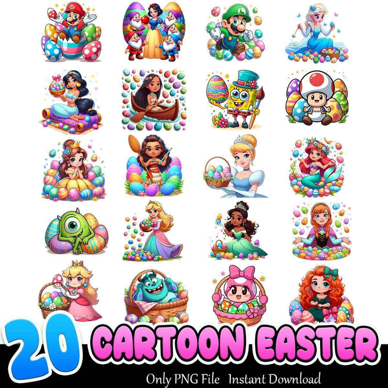 Cartoon Easter Bundle PNG 20 Disney Easter PNG Instant Download