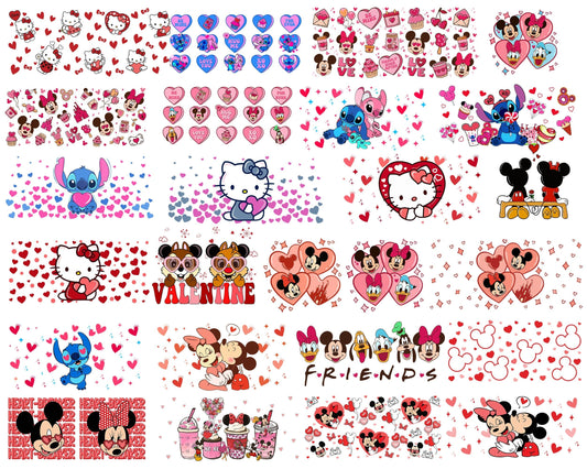170+ Valentine Cartoon Wrap Glass Can, Happy Valentine 16oz Libbey Glass Wrap SVG, png, eps, dxf, Digital Download