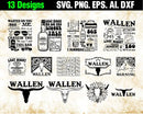Bundle Retro Wallen Bull Skull Wallen Bundle Svg, Digital download