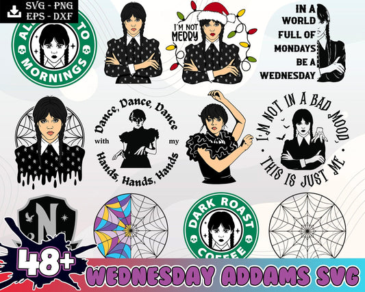48+ Wednesday Addams svg, Addams Family svg file, Netflix series bundle, Wednesday svg png eps dxf