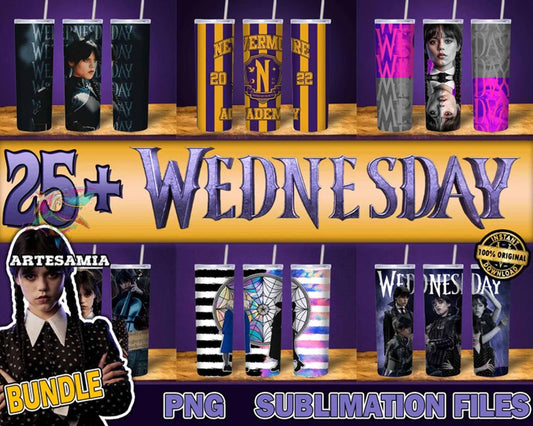 25 Wednesday Addams Skinny Tumbler 20oz Sublimation Wrap, Netflix series bundle, Digital Download