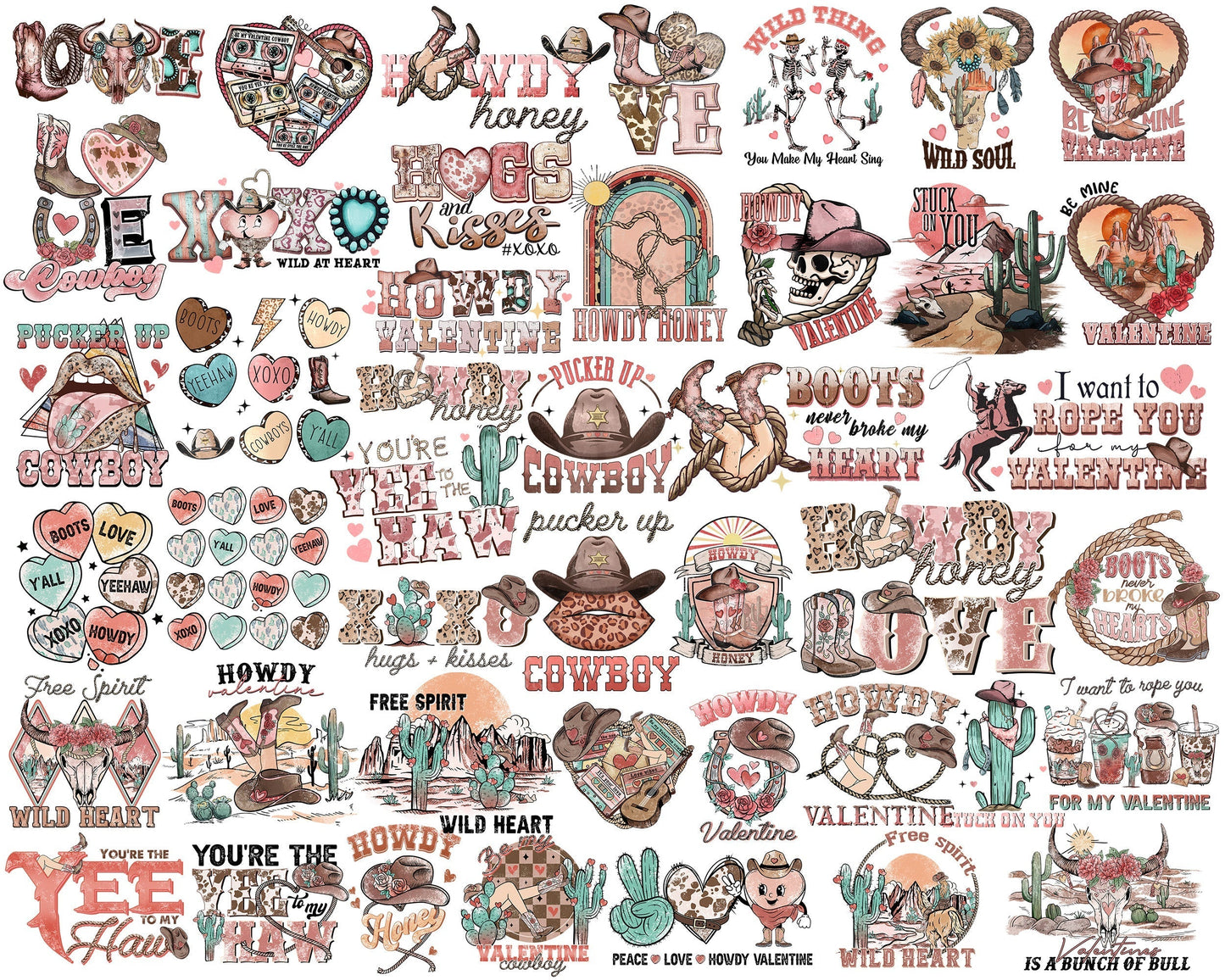 40+ Western Valentine bundle, Valentine's day PNG, Valentines sublimation Design Digital Download