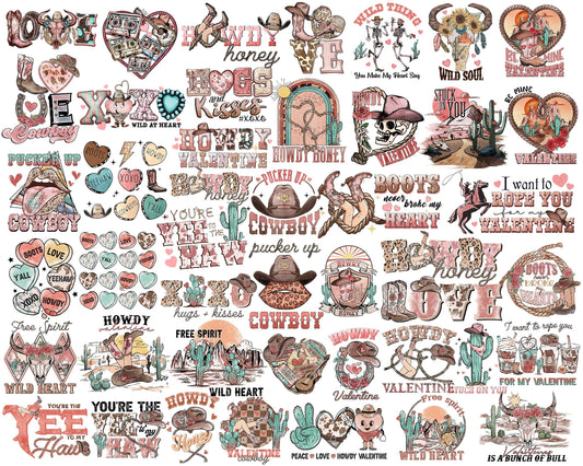 40+ Western Valentine bundle, Valentine's day PNG, Valentines sublimation Design Digital Download