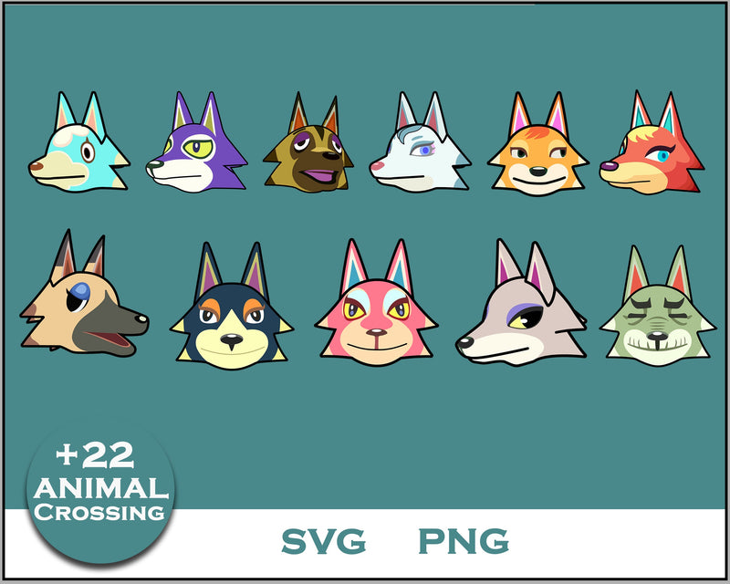 22+ Wolf Svg Bundle, Animal Crossing Svg Bundle, Animal Crossing Svg, Cartoon svg, png digital file