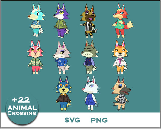 22+ Wolf Svg Bundle, Animal Crossing Svg Bundle, Animal Crossing Svg, Cartoon svg, png digital file