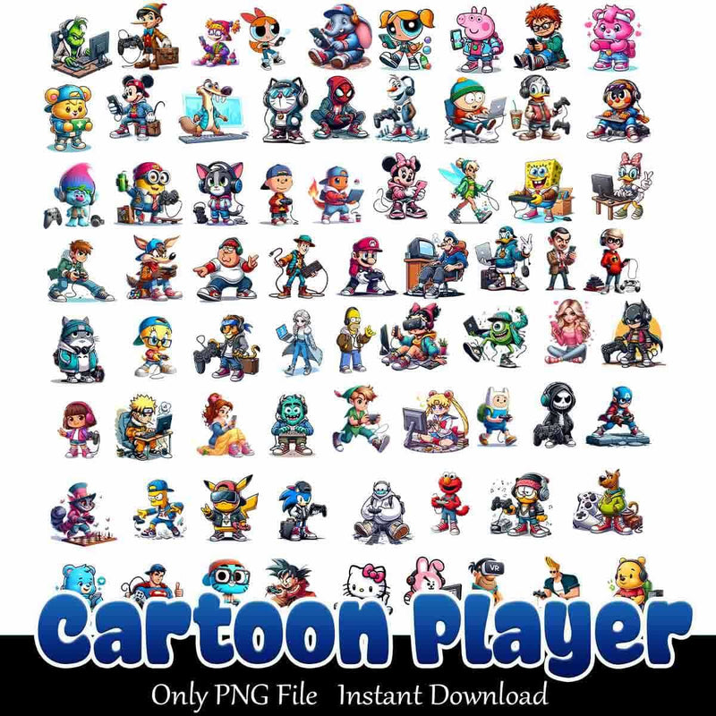 Cartoon Player Bundle PNG Funny Cartoon PNG Instant Download