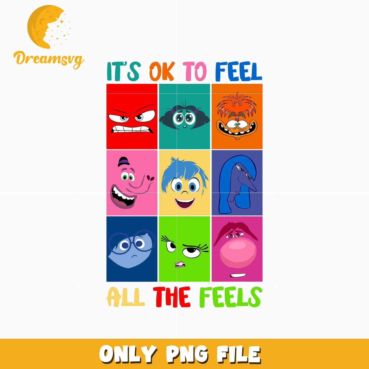 It's OK To Feel All The Feels design png, inside out png