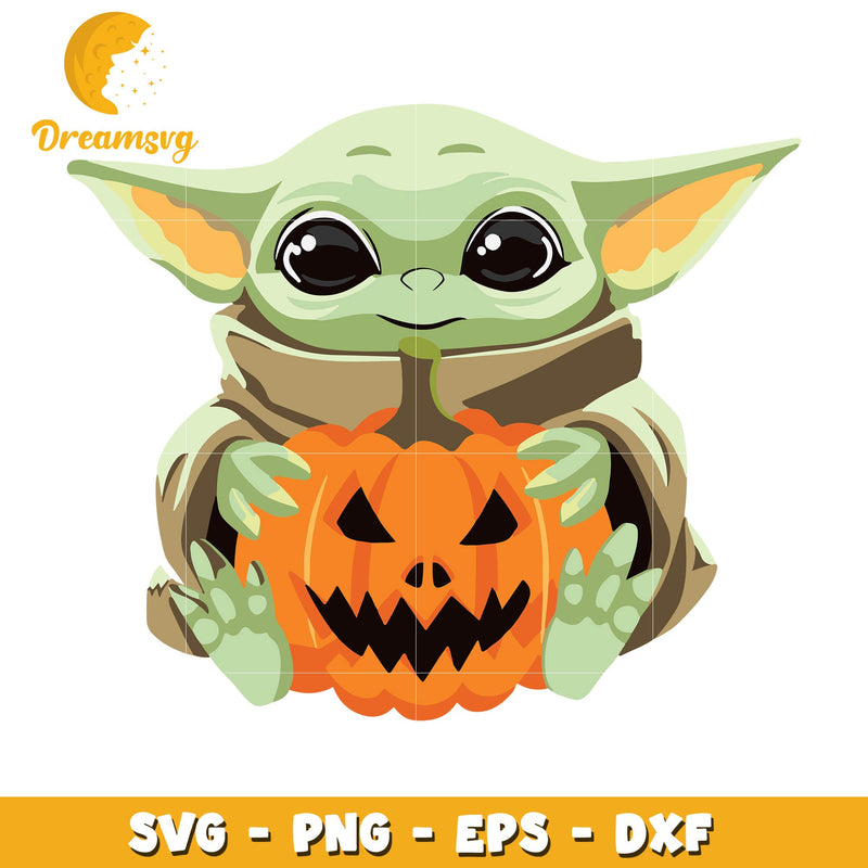 Baby Yoda pumpkin halloween design svg