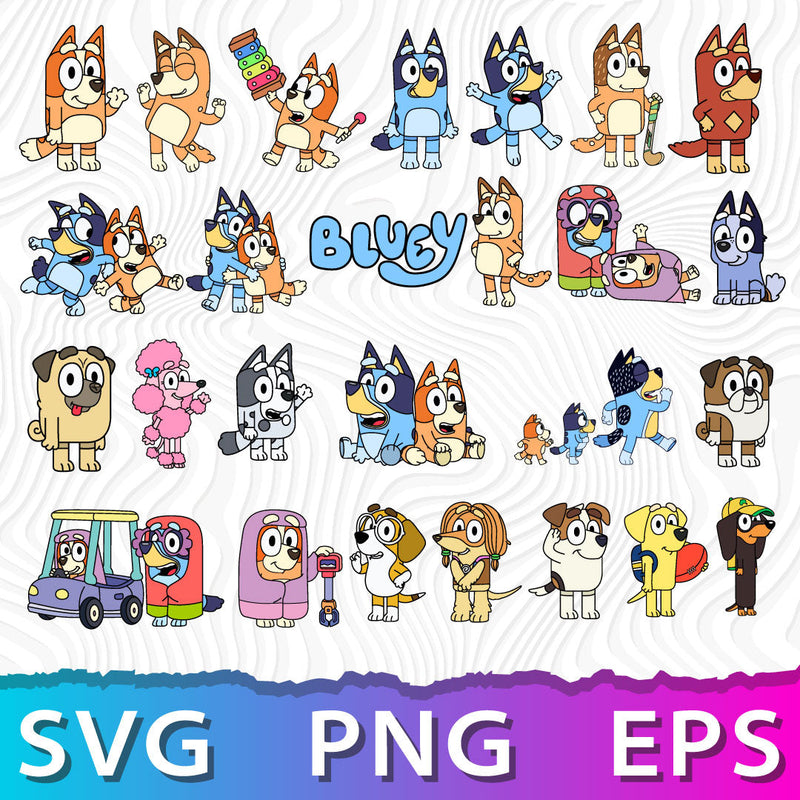 Bluey SVG, Bluey Logo PNG, Bluey Layered SVG, Bluey SVG Cricut, Bluey Printables, Bluey And Bingo Clipart