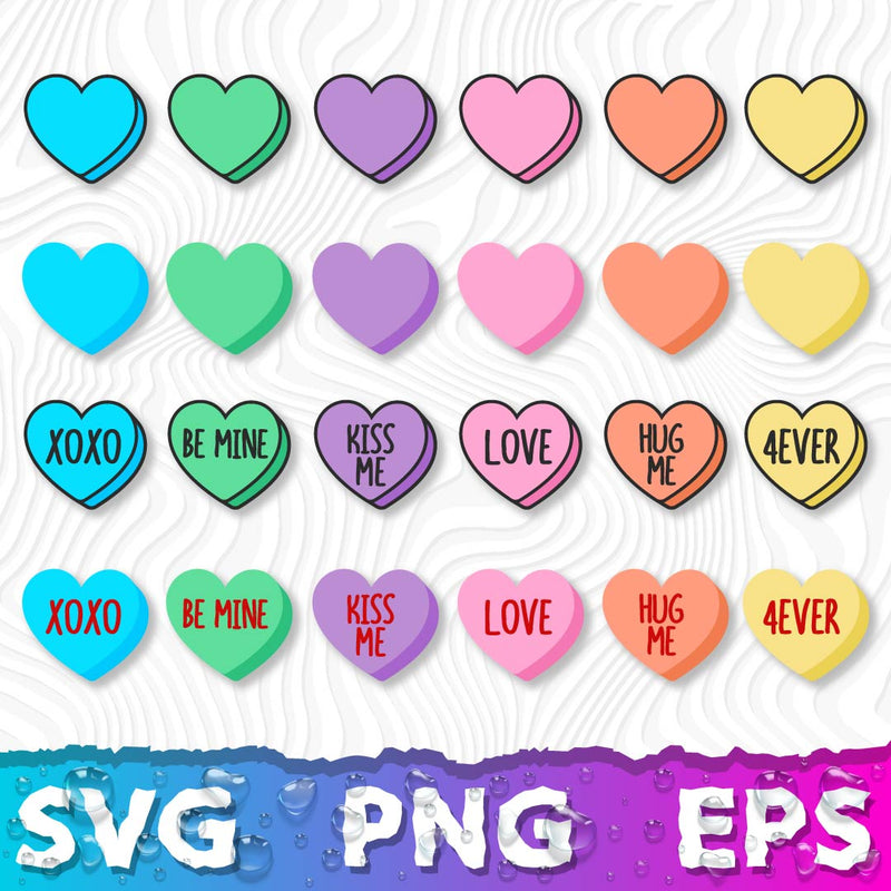 Conversation Heart SVG, Hearts SVG Images, Candy Heart PNG, Conversation Hearts Clipart, Candy Hearts SVG
