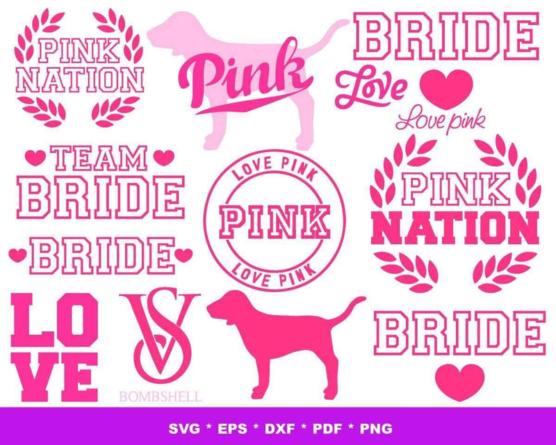 Love Pink PNG & SVG Files for Cricut and Silhouette, Clipart & Cut Files