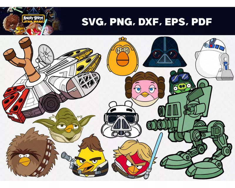 Angry Birds Star Wars PNG & SVG Files for Cricut and Silhouette, Clipart & Cut Files