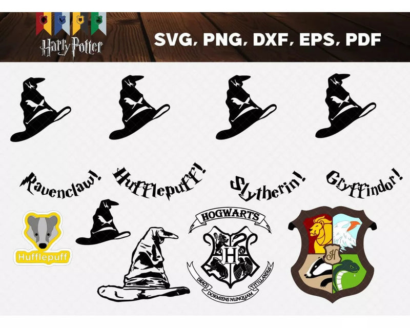 Hogwarts Houses SVG Files for Cricut / Silhouette, Hogwarts Clipart & Cut Files