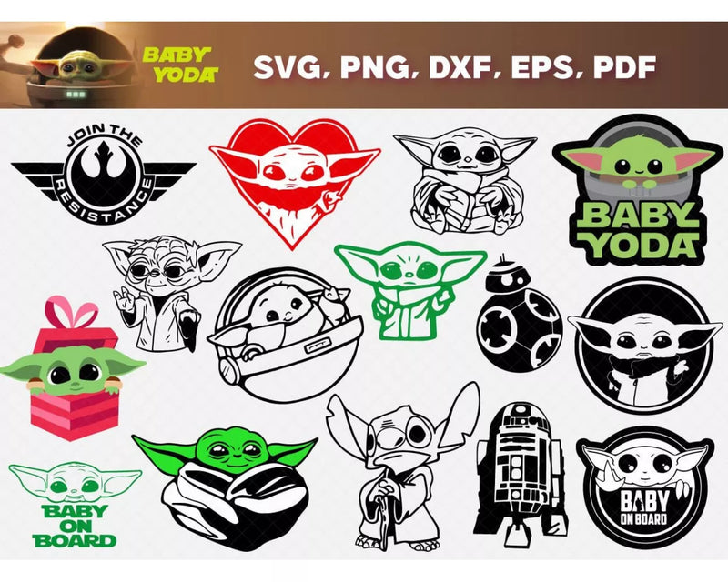 Baby Yoda SVG Files for Cricut and Silhouette, Baby Yoda Clipart & PNG Files