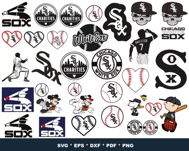 Chicago White Sox Clipart Bundle, PNG & SVG Files for Cricut / Silhouette