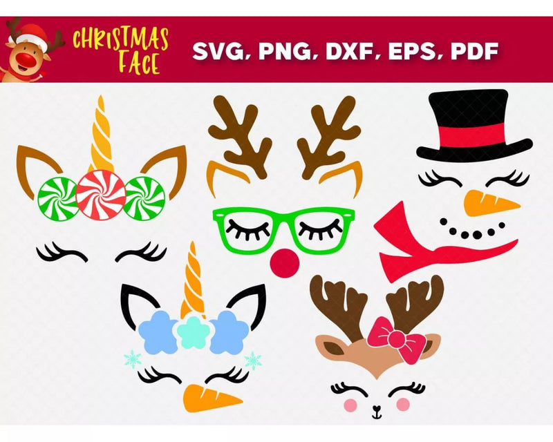 Christmas Face Svg Files for Cricut and Silhouette - Clipart & Cut Files