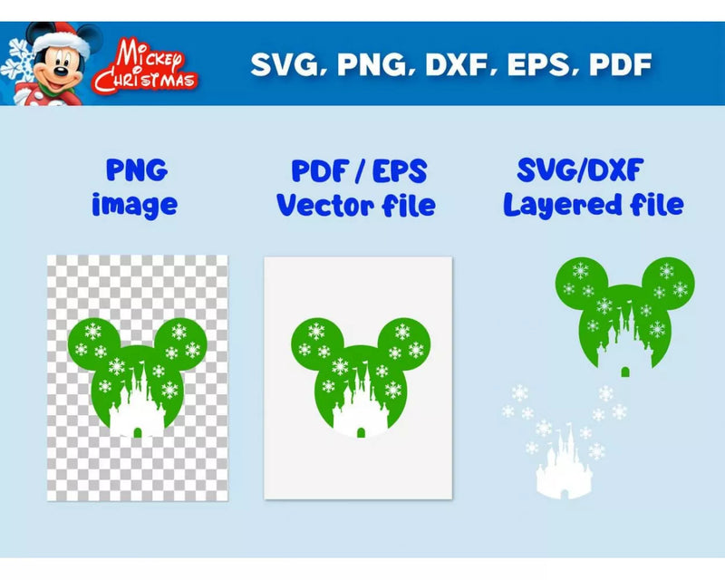 Mickey Christmas SVG Files, Mickey Mouse PNG, Mickey Mouse Christmas Clipart