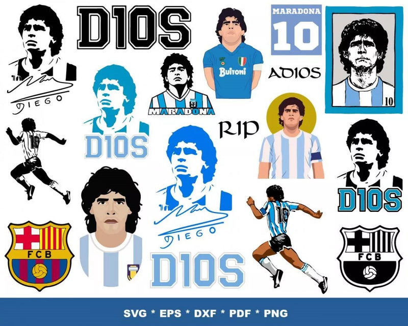 Diego Maradona Svg Files for Cricut and Silhouette - Clipart & Cut Fil…