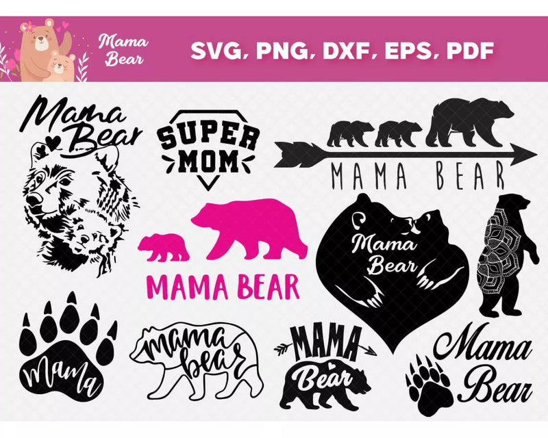 Mama Bear Svg Files for Cricut and Silhouette 50+ Clipart & Cut Files
