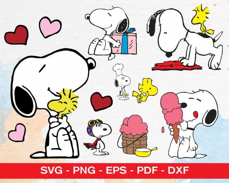 Snoopy and Woodstock PNG & SVG Files for Cricut and Silhouette, Snoopy Clipart & Cut Files